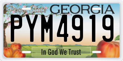 GA license plate PYM4919