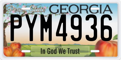 GA license plate PYM4936