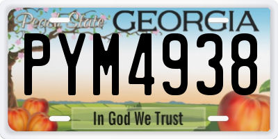 GA license plate PYM4938