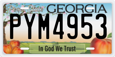 GA license plate PYM4953