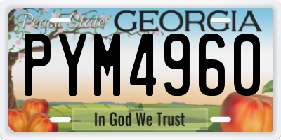 GA license plate PYM4960