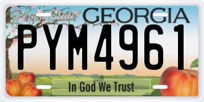 GA license plate PYM4961