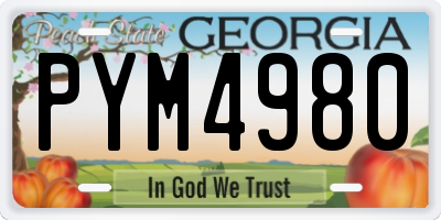 GA license plate PYM4980