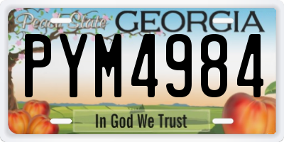 GA license plate PYM4984