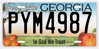 GA license plate PYM4987