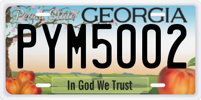 GA license plate PYM5002