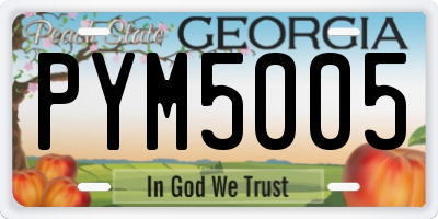 GA license plate PYM5005