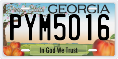 GA license plate PYM5016