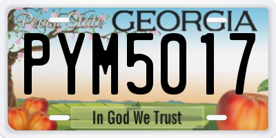 GA license plate PYM5017