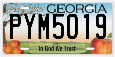 GA license plate PYM5019