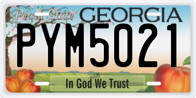 GA license plate PYM5021