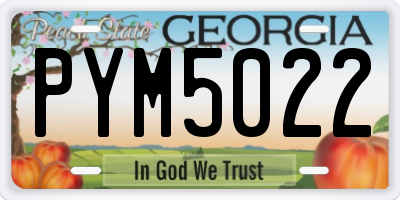 GA license plate PYM5022