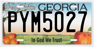 GA license plate PYM5027