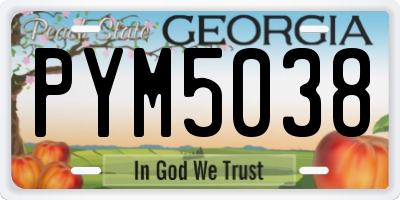GA license plate PYM5038