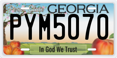GA license plate PYM5070