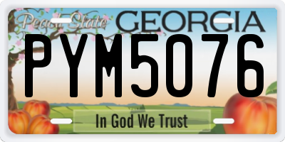 GA license plate PYM5076