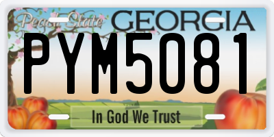 GA license plate PYM5081