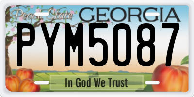 GA license plate PYM5087