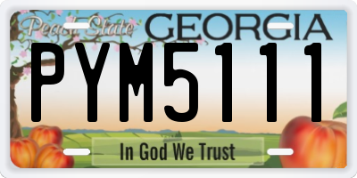 GA license plate PYM5111