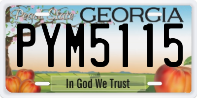 GA license plate PYM5115