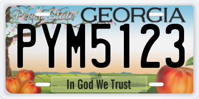 GA license plate PYM5123