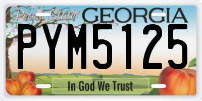 GA license plate PYM5125