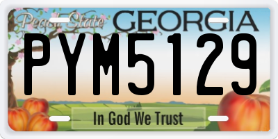 GA license plate PYM5129