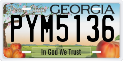 GA license plate PYM5136