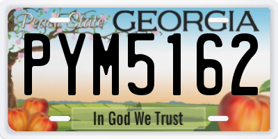 GA license plate PYM5162
