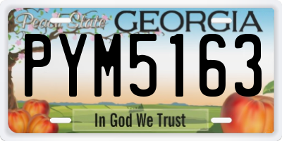 GA license plate PYM5163