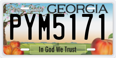 GA license plate PYM5171