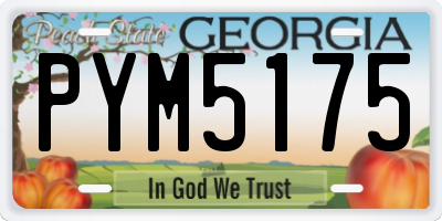 GA license plate PYM5175