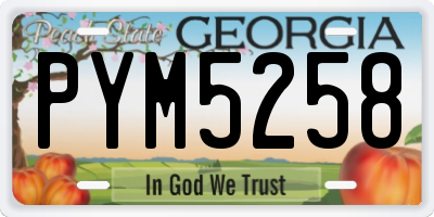 GA license plate PYM5258