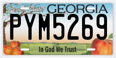 GA license plate PYM5269