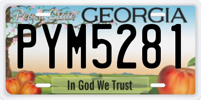 GA license plate PYM5281