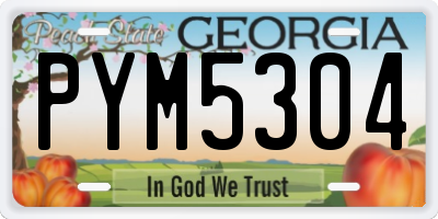 GA license plate PYM5304