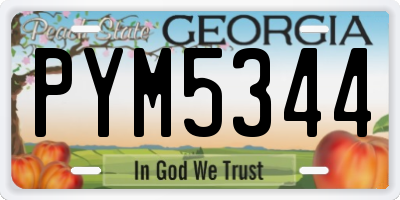 GA license plate PYM5344
