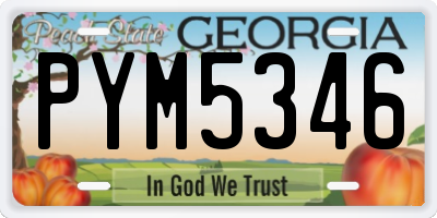 GA license plate PYM5346