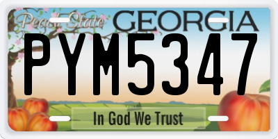 GA license plate PYM5347