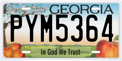 GA license plate PYM5364