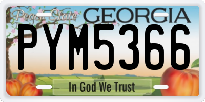 GA license plate PYM5366