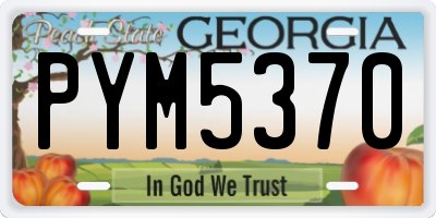 GA license plate PYM5370