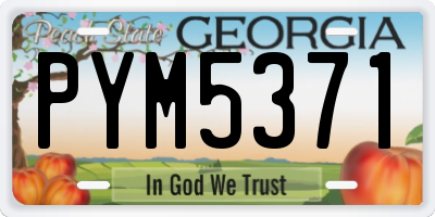 GA license plate PYM5371
