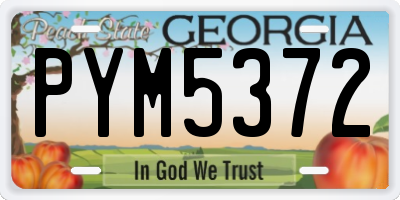 GA license plate PYM5372