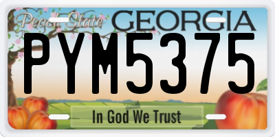 GA license plate PYM5375
