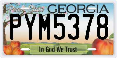 GA license plate PYM5378