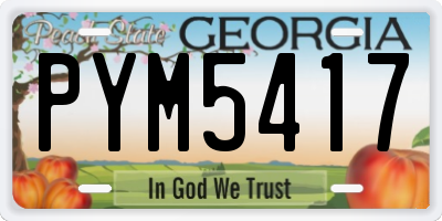 GA license plate PYM5417