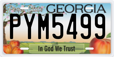 GA license plate PYM5499