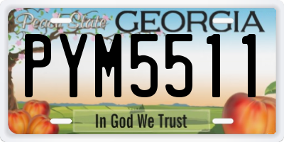 GA license plate PYM5511