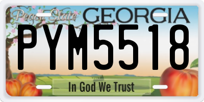 GA license plate PYM5518